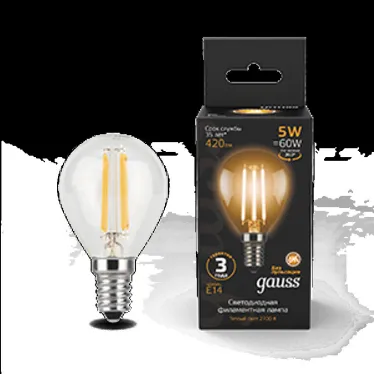 Лампа светодиодная LED 5Вт E14 220В 2700К шар | 105801105 | Gauss