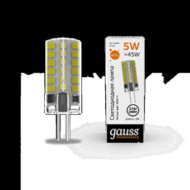 Лампа светодиодная Elementary G4 AC210-240V 5W 400lm 3000K силикон LED 1/20/200 | 18015 | Gauss