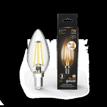 Лампа светодиодная Black LED Filament Свеча E14 7W 550lm 2700К step dimmable | 103801107-S | Gauss