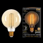 Лампа светодиодная Black LED Filament G95 E27 8W Golden 740lm 2400К | 105802008 | Gauss