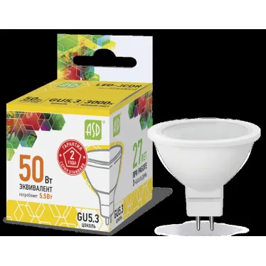Лампа светодиодная LED-JCDR-standard 5.5Вт 230В GU5.3 3000К 495Лм | 4690612002262 | ASD