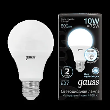 Лампа светодиодная A60 10W 800lm 4100К E27 Сенсор LED 1/10/100 | 102502210-M | Gauss