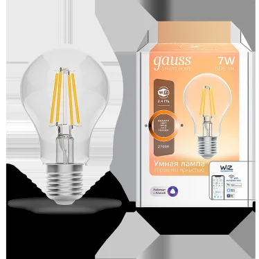 Лампа светодиодная филаментная Smart Home DIM E27 A60 7 Вт 1/10/40 | 1200112 | Gauss