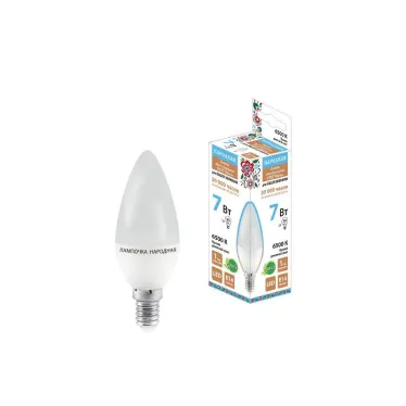 Лампа светодиодная FС37-7 Вт-230 В -6500 К–E14 Народная | SQ0340-1541 | TDM