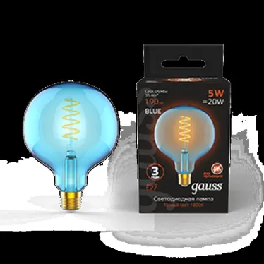 Лампа светодиодная LED Filament Flexible G125-C Sky Blue E27 5W 190lm 1800K 125*178mm 1/10 | 1013802105 | Gauss