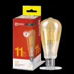                  Лампа светодиодная LED-ST64-deco gold 11Вт 230В Е27 3000К 990Лм золотистая | 4690612035673 | IN HOME
               