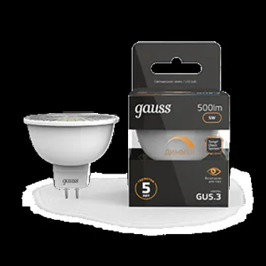 Лампа светодиодная LED 5Вт GU5.3-dim 220В 3000К MR16 диммируемая | 101505105-D | Gauss