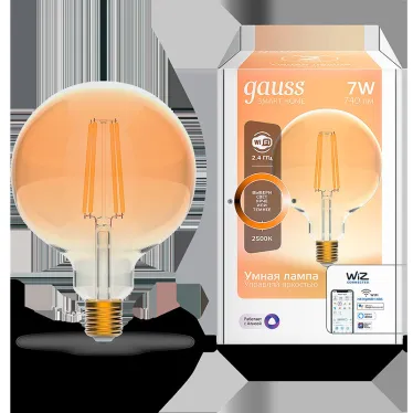 Лампа светодиодная филаментная Smart Home DIM E27 G95 Golden 7 Вт 1/40 | 1320112 | Gauss