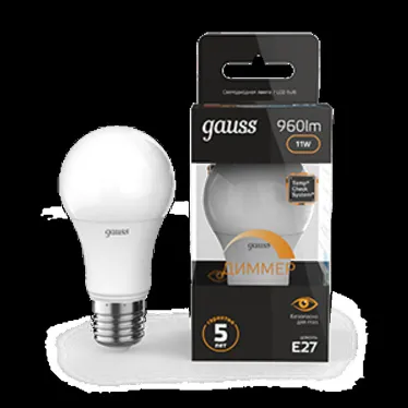 Лампа светодиодная LED 11Вт E27 220В 3000К A60, диммируемая | 102502111-D | Gauss