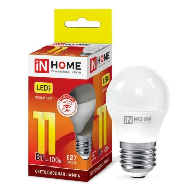 Лампа светодиодная LED-ШАР-VC 11Вт 230В Е27 3000К 990Лм | 4690612020600 | IN HOME
