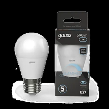 Лампа светодиодная LED 7Вт E27 220В 4100К шар, диммируемая | 105102207-D | Gauss
