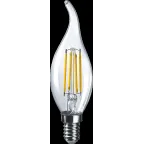                  Лампа светодиодная LED 4Вт Е14 230В 2700К NLL-F-FC35-4-230-2.7K-E14 свеча на ветру прозрачная | 71308 | Navigator
               