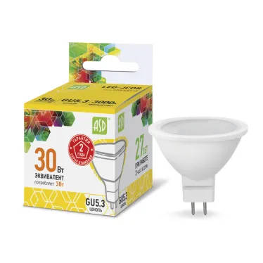 Лампа светодиодная LED-JCDR-standard 3Вт 230В GU5.3 3000К 270Лм | 4690612002248 | ASD