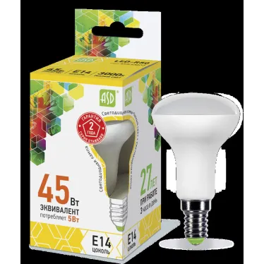 Лампа светодиодная LED-R50-standard 5Вт 230В Е14 3000К 450Лм | 4690612001531 | ASD