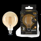 Лампа светодиодная Filament G125 10W 820lm 2400К Е27 golden диммируемая | 158802010-D | Gauss