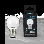 Лампа светодиодная Шар 6.5W 550lm 6500K E27 LED 1/10/100 | 105102307 | Gauss