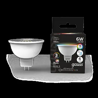 Лампа светодиодная Smart MR16 6W GU5.3 RGBW+dim 1/10/100 | 101105406 | Gauss