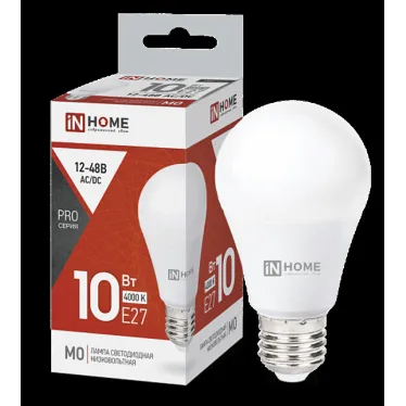 Лампа светодиодная низковольтная LED-MO-PRO 10Вт 12-48В Е27 4000К 900Лм | 4690612038032 | IN HOME