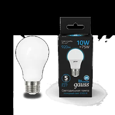 Лампа светодиодная A60 10W 920lm 6500K E27 LED 1/10/50 | 102502310 | Gauss