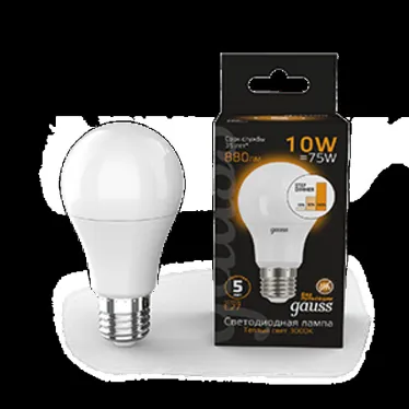 Лампа светодиодная LED 10Вт E27 220В 2700К A60, диммируемая | 102502110-S | Gauss
