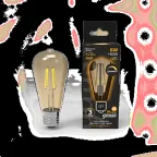 Лампа светодиодная Filament ST64 6W 620lm 2400К Е27 golden диммируемая | 102802006-D | Gauss