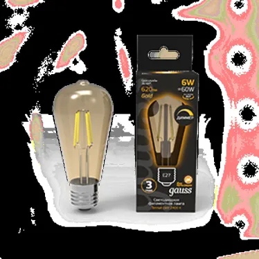 Лампа светодиодная Filament ST64 6W 620lm 2400К Е27 golden диммируемая | 102802006-D | Gauss