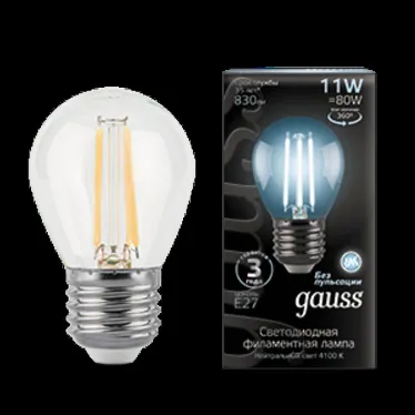 Лампа светодиодная Black LED Filament Шар E27 11W 750lm 4100K | 105802211 | Gauss