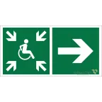                  Знак безопасности BL-4020.E76"Напр.движ. к пункту сбора(безоп.зоне)МГН направо" | a20262 | Белый свет
               