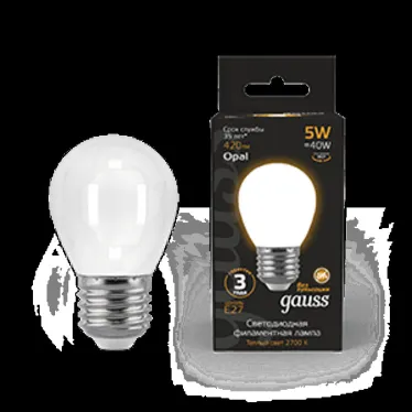 Лампа светодиодная Black LED Filament Шар OPAL E27 5W 420lm 2700K | 105202105 | Gauss