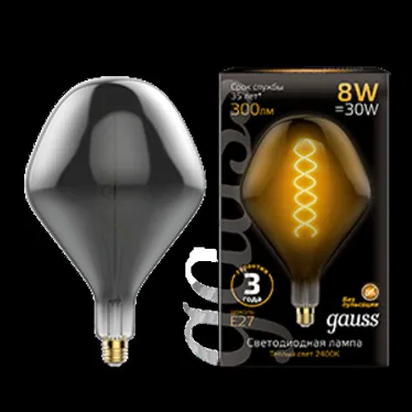 Лампа светодиодная LED Vintage Filament Flexible SD160 8W E27 160*270mm Gray 2400K 1/6 | 163802008 | Gauss