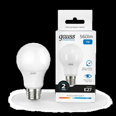 Лампа светодиодная LED Elementary A60 7W E27 560lm 6500K | 23237A | Gauss
