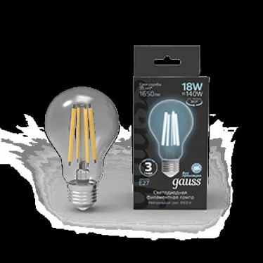 Лампа светодиодная Filament А60 18W 1650lm 4100К Е27 LED 1/10/40 | 102902218 | Gauss