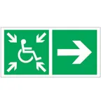                  Знак безопасности BL-2915B.E76"Напр.движ. к пункту сбора(безоп.зоне)МГН направо" | a18509 | Белый свет
               