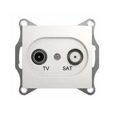 GLOSSA Розетка телевизионная TV-SAT проходная в рамку 4дБ белая