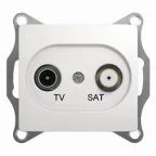 GLOSSA Розетка телевизионная TV-SAT проходная в рамку 4дБ белая
