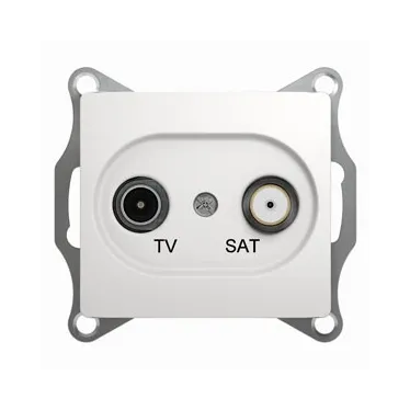 GLOSSA Розетка телевизионная TV-SAT проходная в рамку 4дБ белая