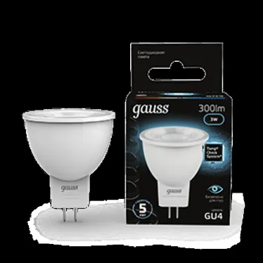 Лампа светодиодная LED 3Вт GU4 220В 4100К MR11 d35х45мм | 132517203 | Gauss