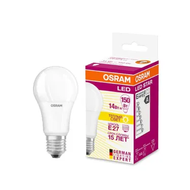 Лампа светодиодная LED SCLA150 14W/827 230VFR E2710X1RU OSRAM | 4058075056985 | LEDVANCE