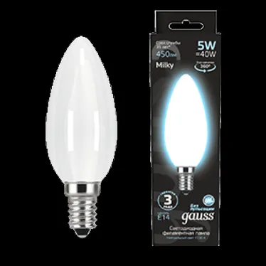 Лампа светодиодная Black LED Filament Свеча OPAL E14 5W 450lm 4100К | 103201205 | Gauss