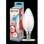                  Лампа светодиодная LED-СВЕЧА-deco 5Вт 230В Е14 4000К 450Лм матов | 4690612006765 | IN HOME
               