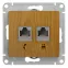GLOSSA Розетка двойная телефон/компьютер RJ11+RJ45 категория 5е дуб в рамку