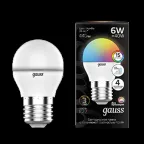 Лампа светодиодная Шар G45 6W E27 RGBW+димирование LED 1/100 | 105102406 | Gauss