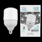 Лампа светодиодная Elementary LED T120 E27 42W 3600lm 180-240V 4000K 1/12 | 63224 | Gauss