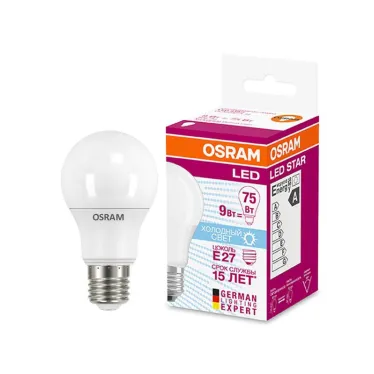 Лампа светодиодная LED STAR Classic A 8, 5W, матовая колба, Е27 LEDSCLA75 8, 5W/865 230VFR E2710X1RU | 4052899971561 | Osram