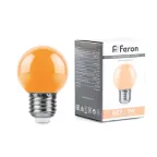 Лампа светодиодная LB-37 (1W) 230V E27 оранжевый для белт лайта G45 | 38124 | Feron