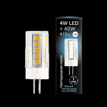 Лампа светодиодная LED 4Вт G4 12В 4100К керамика | 207307204 | Gauss