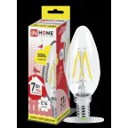                  Лампа светодиодная LED-СВЕЧА-deco 7Вт 230В Е14 3000К 630Лм прозр | 4690612007601 | IN HOME
               