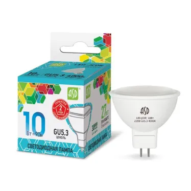 Лампа светодиодная LED-JCDR-standard 10Вт 230В GU5.3 4000К 900Лм | 4690612015828 | ASD