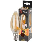 Лампа светодиодная F-LED B35-5W-827-E14 gold Лампы СВЕТОДИОДНЫЕ F-LED ЭРА (филамент, свеча золот., 5Вт, тепл, E14) | Б0027939 | ЭРА