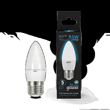Лампа светодиодная Свеча 9.5W 950lm 6500К E27 LED 1/10/50 | 103102310 | Gauss